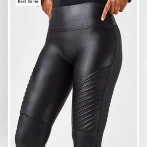 Spanx Faux Leather Moto Leggings Petite